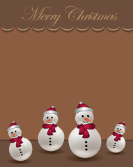 Merry Christmas greeting card template with Christmas snowman with hat vector