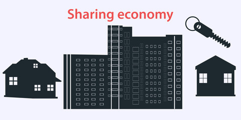 Apartment house, country house, cottage. Vector illustration. Design concept. Sharing Economy.