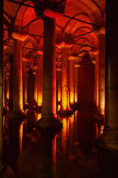 Turkey, Istanbul, Underground interior of Basilica Cistern