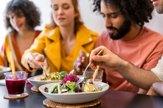 Friends having lunch in a restaurant