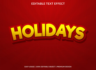 holidays text effect template design with cartoon font style use for brand and business logo