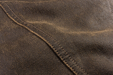 clothing items stonewashed cotton fabric texture with seams, clasps, buttons and rivets, macro