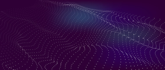 Dinamic wave of dots. background. 3D futuristic illustration.