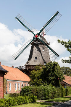 Germany, Lower Saxony, Jever, Windmill alongÔøΩFriesische Muhlenstrasse