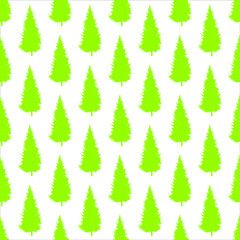Obraz premium Seamless pattern with green spruce trees on white background