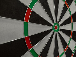 Dart board with white, green and red fields. New plastic target.