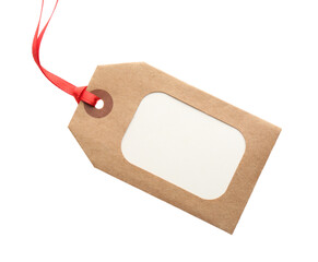 Cardboard gift tag with space for text isolated on white