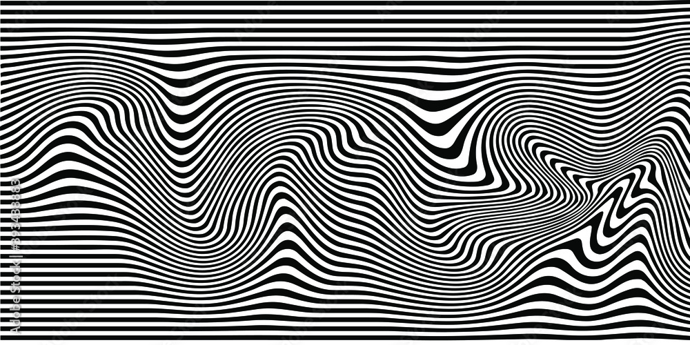 Aufkleber abstract black and white striped grid background. geometric pattern with the effect of visual distor