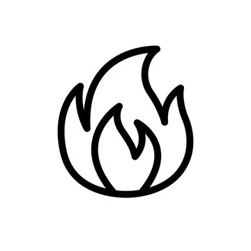 flame vector line icon, vector black illustration
