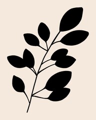 botanical abstract art branch leaves minimal decor art illustration