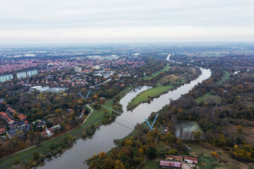 River and city from a bird's eye view