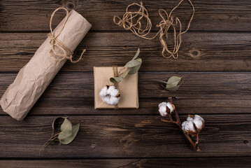 Christmas gift boxes in craft paper