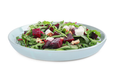 Fresh delicious beet salad isolated on white