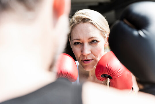 Man and woman in boxing training