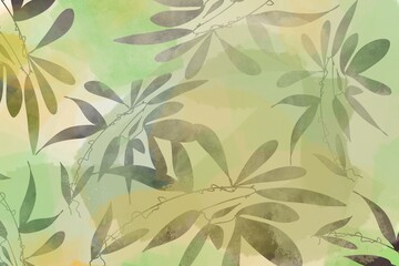 Hand drawn and painted watercolor  border of leaves and berries blended artistic colors, greens purples, pinks, greens, rose and artistic border and backgrounds , for cards , invitations, brochures