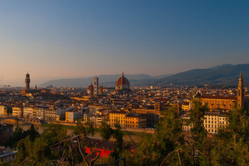 Fototapeta na wymiar Evening view over Florence in Tuscany, Italy