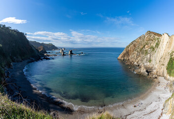 view of the Playa de Silencio beach in Asturias on the north coast of. Spain