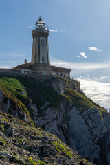 Fototapeta na wymiar view of the San Juan de Nieva Lighthouse near Aviles in Asturias