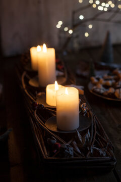 Candles burning indoors during Advent