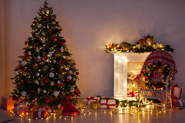 Fototapeta premium Christmas tree lights light garlands new year's eve presents