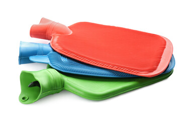 Rubber hot water bottles isolated on white