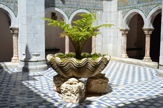 Interior square inside the Pena Palace (Sintra Portugal)
