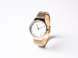 Luxury wrist watch on white background. Fashion accessory