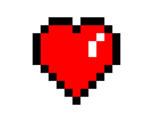 Obraz premium Pixel art heart isolated on white background . Red pixel heart . Saint Valentine's day icon. Love pixel icon
