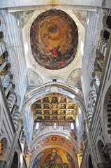 Fototapeta premium The beautifully decorated interior of the Basilica illustrates some of the artistic elements used in decorating the structure.