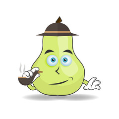 Guava mascot character smoking. vector illustration