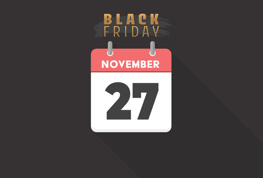 2020年のブラックフライデー用デザイン 11月27日：シンプルで見やすい日めくりカレンダー - 販促素材
