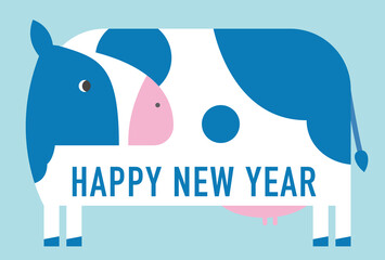 シンプルな牛のイラストの年賀状素材