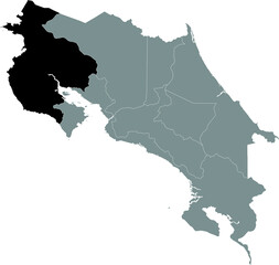 Obraz premium Black location map of Alajuela province inside gray map of Costa Rica