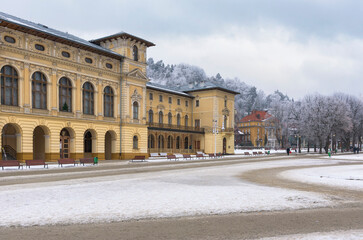 Fototapeta na wymiar Main square of Krynica Zdroj at winter