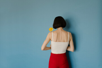 woman on bluebackground