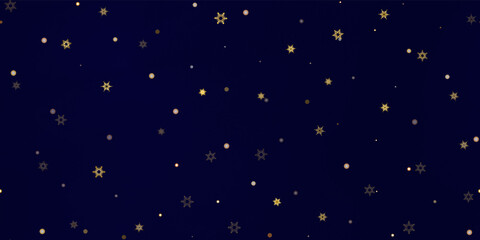 Gold snowflakes holiday seamless pattern.