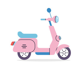 Pink motor scooter flat vector isolated
