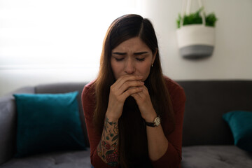Preoccupied woman thinking about her problems