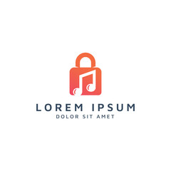 lock and music negative space logo design