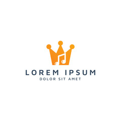 crown and music negative space logo design