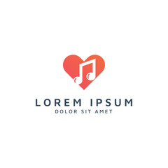 heart and music negative space logo design