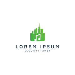 Fototapeta premium building and music negative space logo design