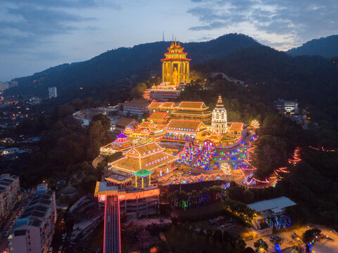 Lunar New Year light up at Kek Lok Si temple in Penang, Malaysia.