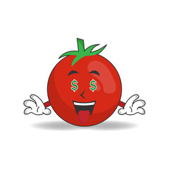 Tomato mascot character with money making expression. vector illustration