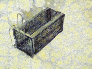 Mousetrap cage Illustrations creates an impressionist style of painting.