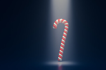 abstract candy cane on stage, floodlight illumination, 3d render