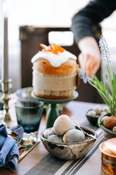 Easter decorated table.