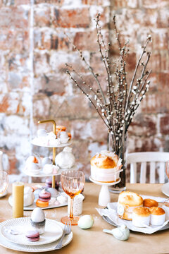 Easter decorated dessert table.