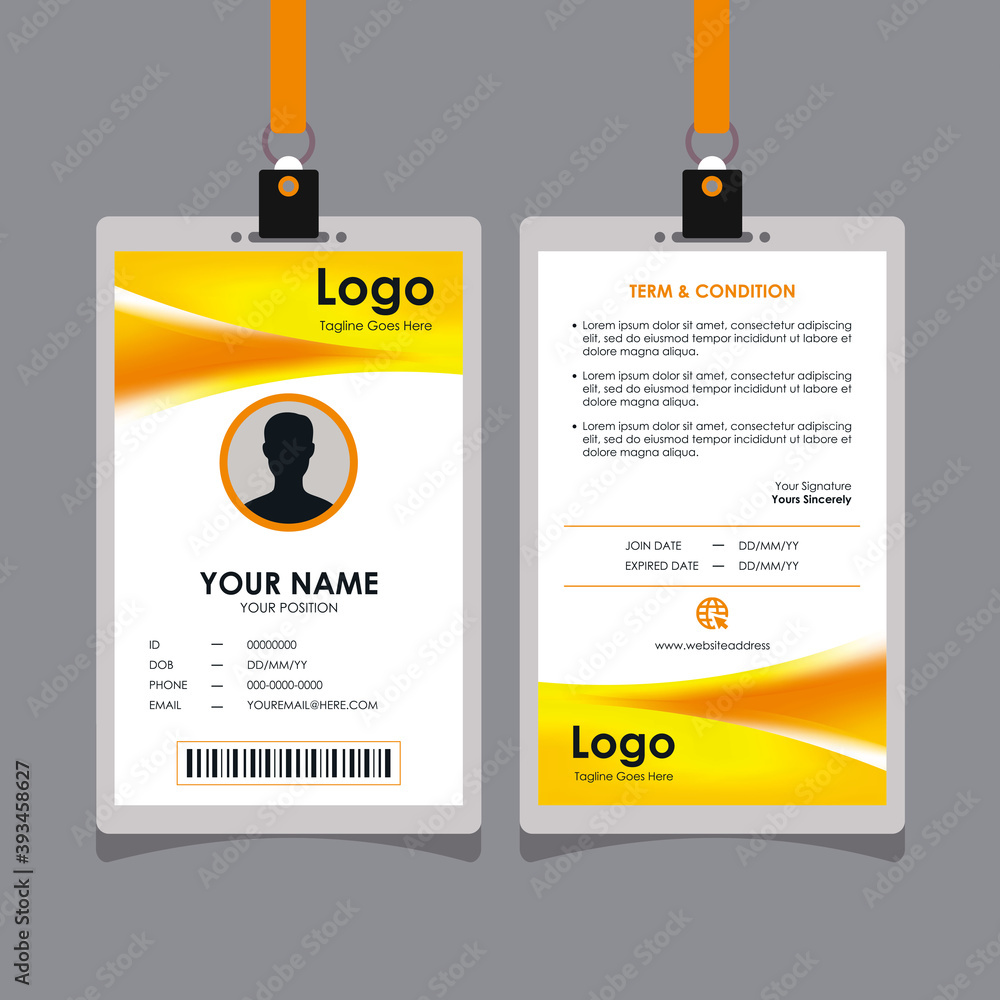Poster abstract smooth yellow orange id card design with blurry mesh background element, professional ident
