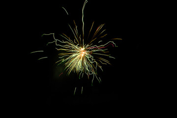 Abstract and colorful patterns of fireworks explosions at Christmas celebrations